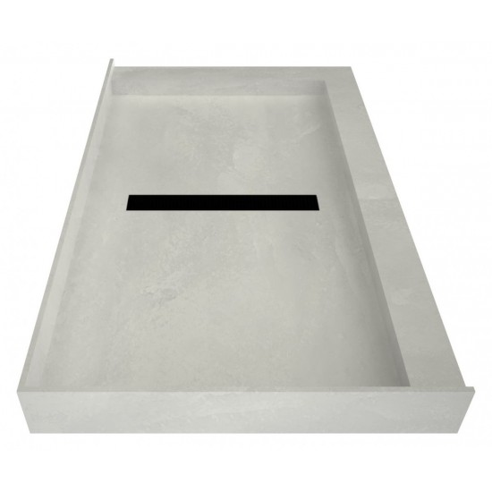 Redi Trench 34 x 48 Shower Pan Center Designer MB Trench Drain R Dual Curb