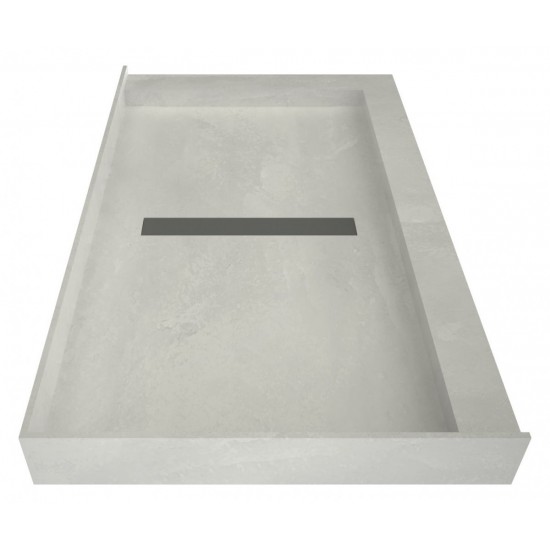 Redi Trench 34 x 48 Shower Pan Center Solid BN Trench Drain R Dual Curb