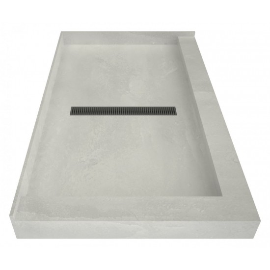 Redi Trench 34 x 60 Shower Pan Center Designer BN Linear Drain L Dual Curb