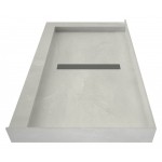 Redi Trench 34 x 60 Shower Pan Center Solid BN Linear Drain L Dual Curb