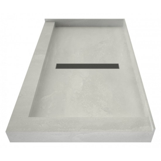 Redi Trench 34 x 60 Shower Pan Center Designer BN Trench Drain R Dual Curb