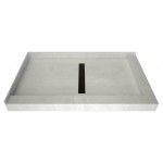 Redi Trench 34 x 60 Shower Pan Center Designer OB Trench Drain R Dual Curb