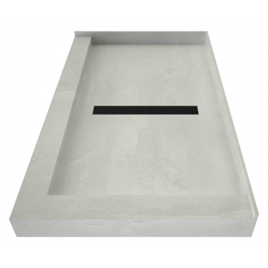 Redi Trench 34 x 60 Shower Pan Center Designer MB Trench Drain R Dual Curb