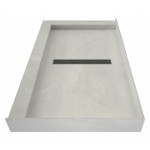 Redi Trench 36 x 48 Shower Pan Center Designer BN Linear Drain L Dual Curb