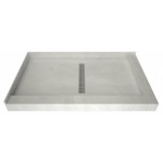 Redi Trench 36 x 48 Shower Pan Center Designer PC Trench Drain R Dual Curb