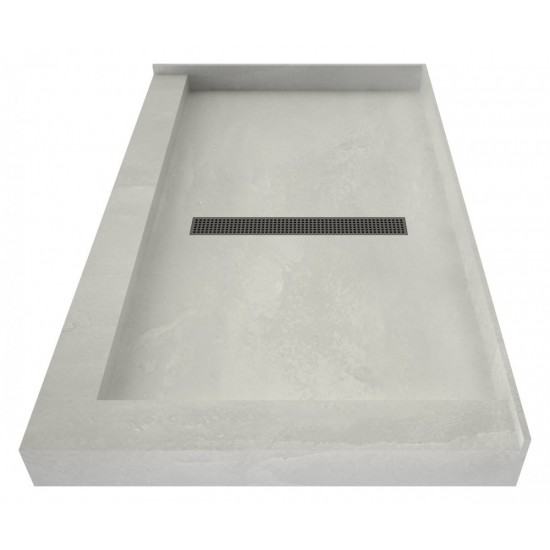 Redi Trench 36 x 48 Shower Pan Center Designer BN Trench Drain R Dual Curb