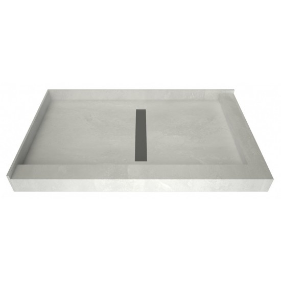 Redi Trench 36 x 60 Shower Pan Center Tileable Trench Drain R Dual Curb