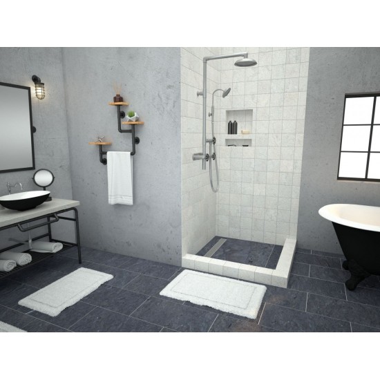 Redi Trench 42 x 42 Shower Pan Left BN Trench R Dual Curb