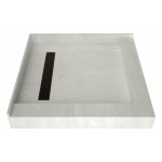 Redi Trench 42 x 42 Shower Pan Left OB Trench R Dual Curb