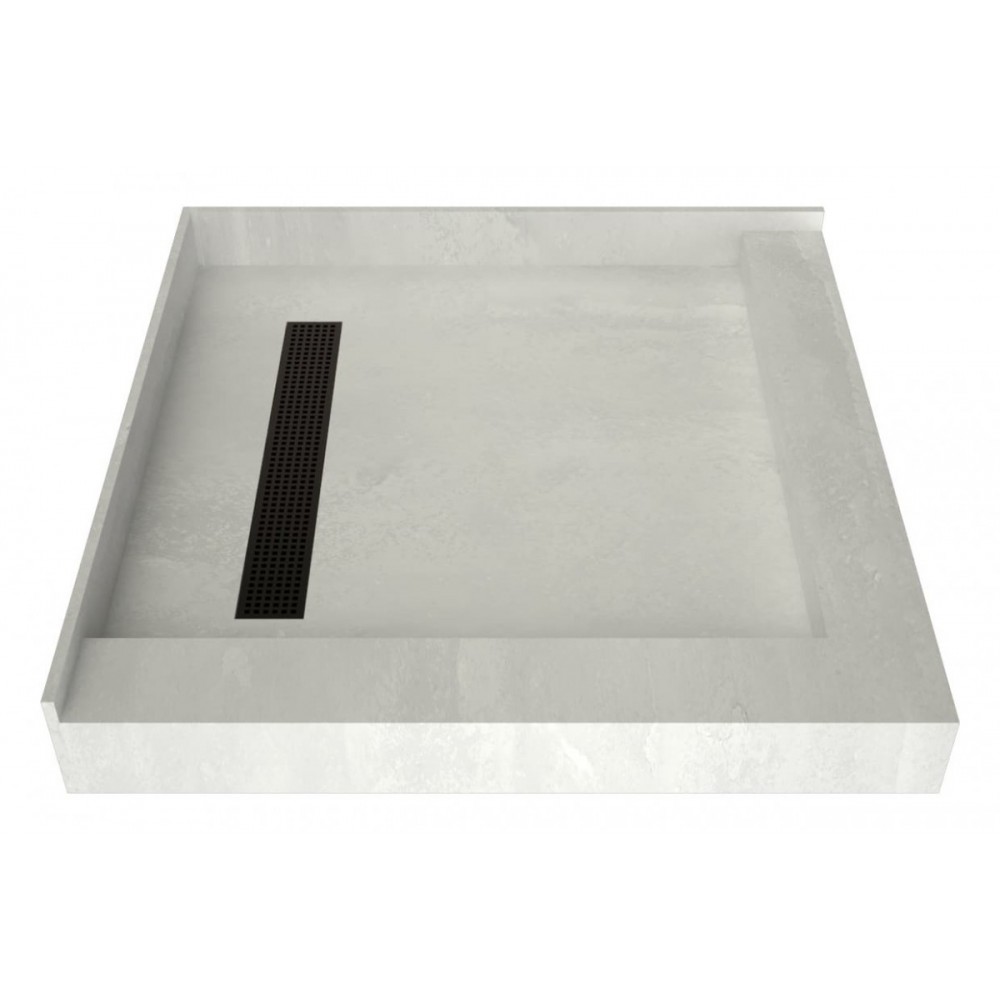 Redi Trench 42 x 42 Shower Pan Left OB Trench R Dual Curb