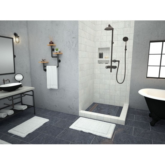 Redi Trench 42 x 42 Shower Pan Left OB Trench R Dual Curb