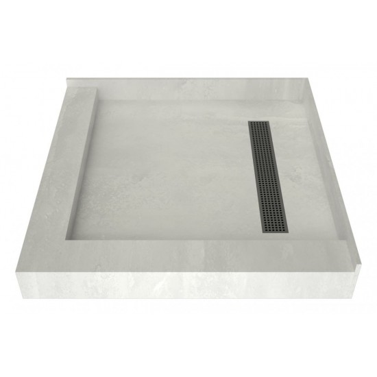 Redi Trench 42 x 42 Shower Pan Right BN Trench L Dual Curb