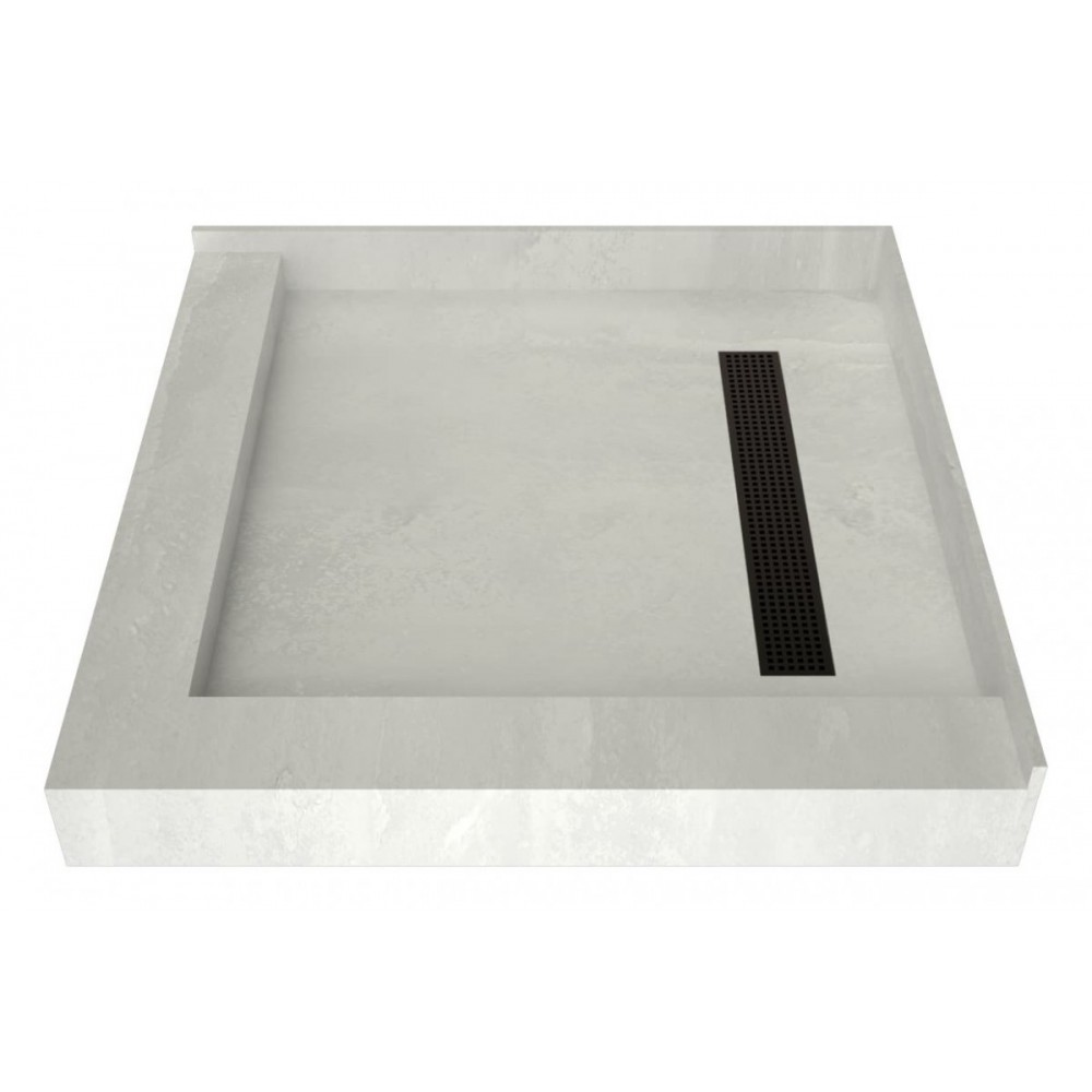 Redi Trench 42 x 42 Shower Pan Right OB Trench L Dual Curb