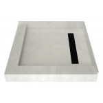 Redi Trench 42 x 42 Shower Pan Right MB Trench L Dual Curb