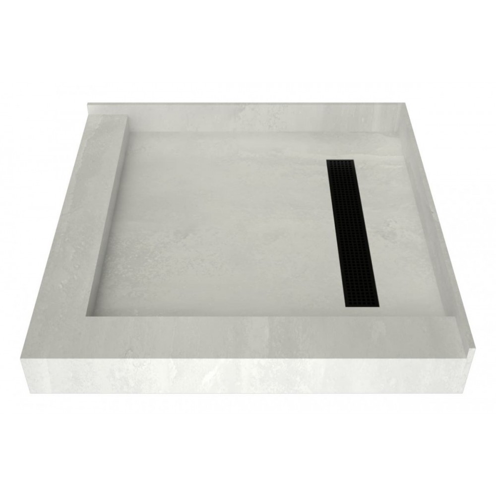 Redi Trench 42 x 42 Shower Pan Right MB Trench L Dual Curb