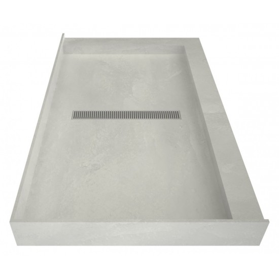 Redi Trench 42 x 60 Shower Pan Center Designer PC Trench Drain R Dual Curb