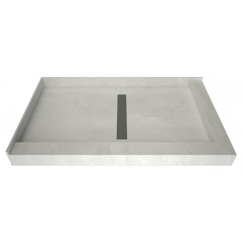 Redi Trench 42 x 60 Shower Pan Center Tileable Trench Drain R Dual Curb