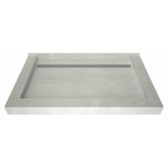 Redi Trench 34 x 48 Shower Pan Back Designer PC Linear Drain Triple Curb