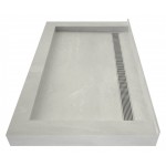 Redi Trench 34 x 48 Shower Pan Back Designer PC Linear Drain Triple Curb