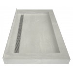 Redi Trench 34 x 48 Shower Pan Back Designer PC Linear Drain Triple Curb