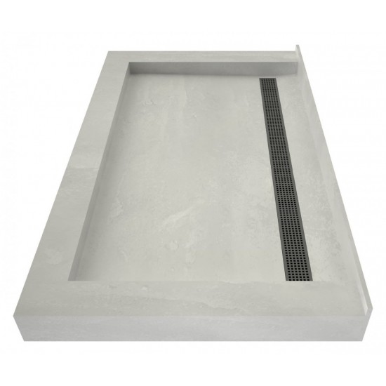 Redi Trench 34 x 48 Shower Pan Back Designer BN Linear Drain Triple Curb