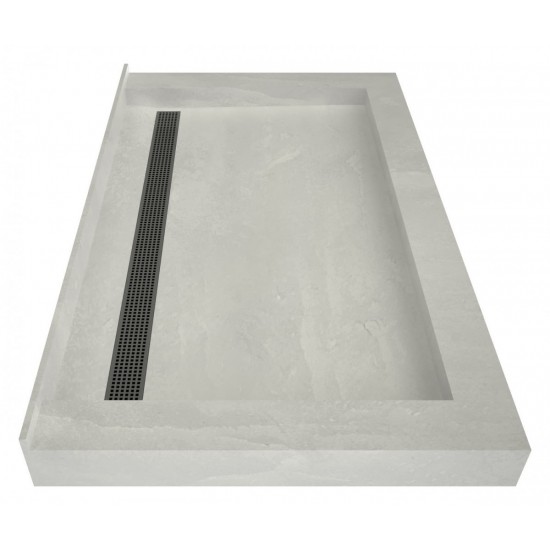 Redi Trench 34 x 48 Shower Pan Back Designer BN Linear Drain Triple Curb