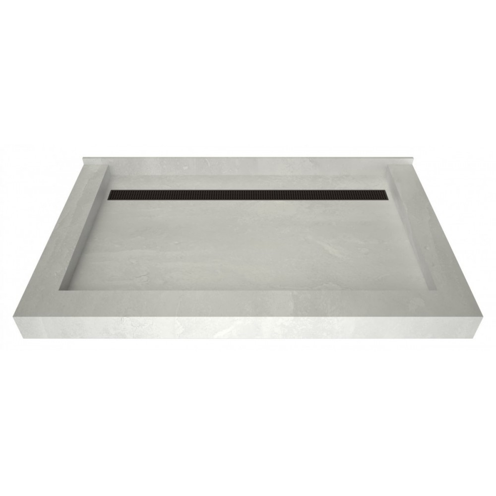 Redi Trench 34 x 48 Shower Pan Back Designer OB Linear Drain Triple Curb