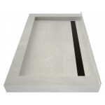 Redi Trench 34 x 48 Shower Pan Back Designer OB Linear Drain Triple Curb