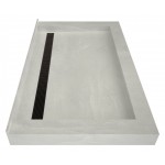 Redi Trench 34 x 48 Shower Pan Back Designer OB Linear Drain Triple Curb