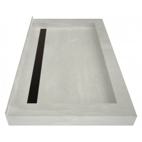 Redi Trench 34 x 48 Shower Pan Back Designer OB Linear Drain Triple Curb