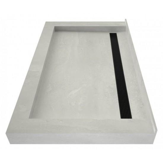 Redi Trench 34 x 48 Shower Pan Back Designer MB Linear Drain Triple Curb