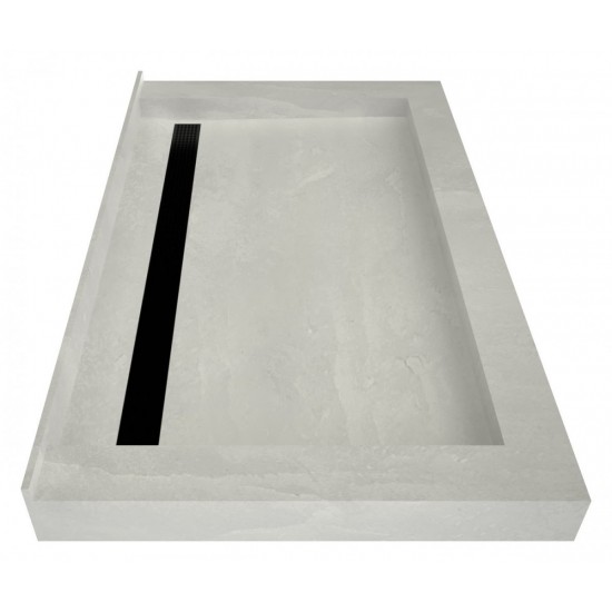 Redi Trench 34 x 48 Shower Pan Back Designer MB Linear Drain Triple Curb