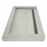 Redi Trench 34 x 48 Shower Pan Back Solid BN Linear Drain Triple Curb