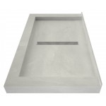 Redi Trench 34 x 48 Shower Pan Center Designer PC Linear Drain Triple Curb