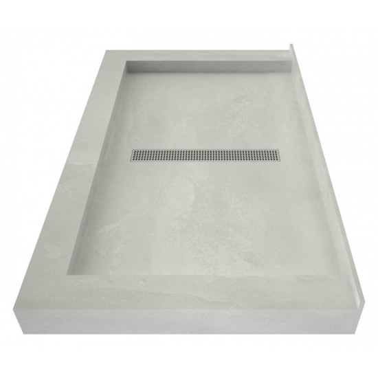 Redi Trench 34 x 48 Shower Pan Center Designer PC Linear Drain Triple Curb