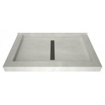 Redi Trench 34 x 48 Shower Pan Center Designer BN Linear Drain Triple Curb