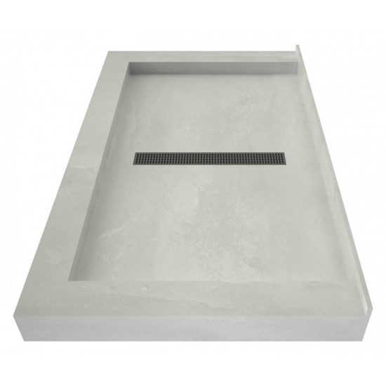 Redi Trench 34 x 48 Shower Pan Center Designer BN Linear Drain Triple Curb