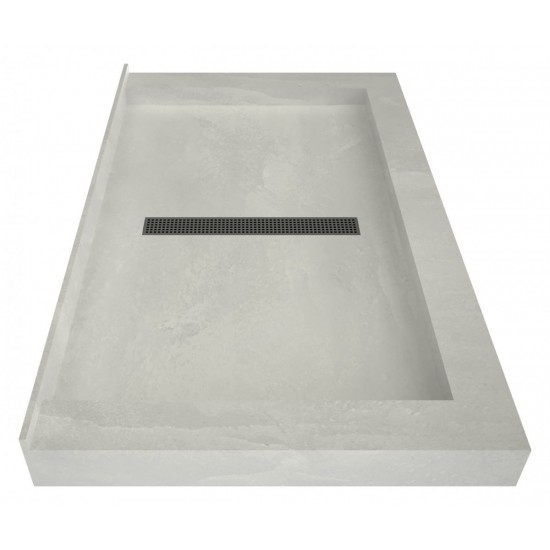 Redi Trench 34 x 48 Shower Pan Center Designer BN Linear Drain Triple Curb