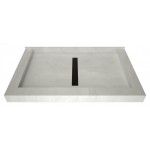 Redi Trench 34 x 48 Shower Pan Center Designer OB Linear Drain Triple Curb