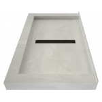 Redi Trench 34 x 48 Shower Pan Center Designer OB Linear Drain Triple Curb