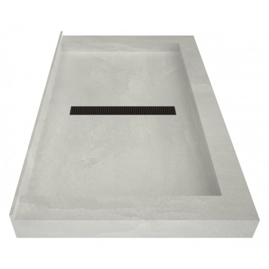 Redi Trench 34 x 48 Shower Pan Center Designer OB Linear Drain Triple Curb