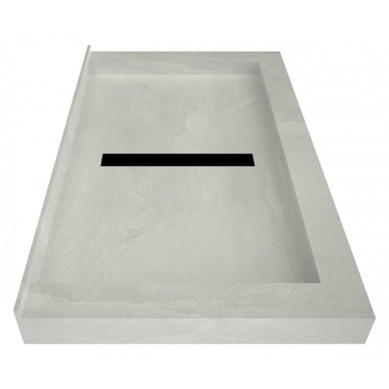 Redi Trench 34 x 48 Shower Pan Center Designer MB Linear Drain Triple Curb