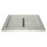 Redi Trench 34 x 48 Shower Pan Center Solid BN Linear Drain Triple Curb