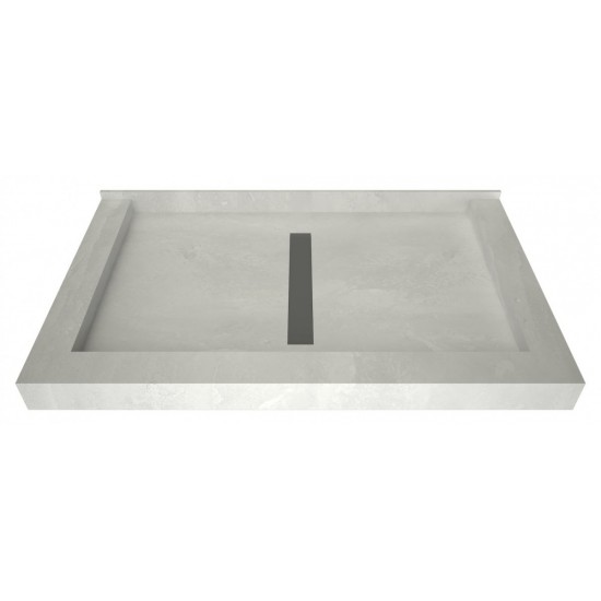 Redi Trench 34 x 48 Shower Pan Center Solid BN Linear Drain Triple Curb