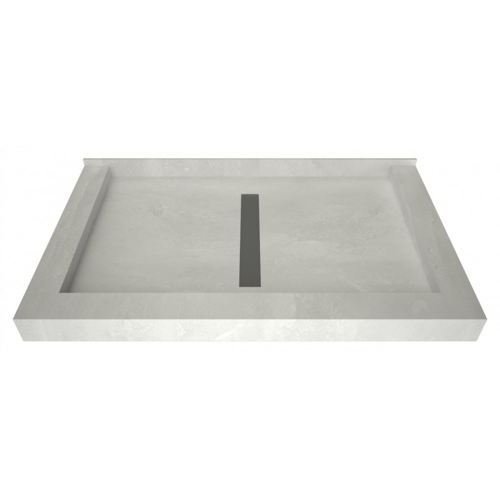 Redi Trench 34 x 48 Shower Pan Center Solid BN Linear Drain Triple Curb