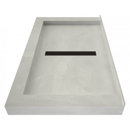 Redi Trench 34 x 60 Shower Pan Center Designer OB Trench Drain Triple Curb