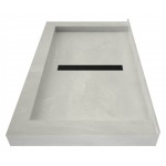 Redi Trench 34 x 60 Shower Pan Center Designer MB Trench Drain Triple Curb