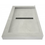 Redi Trench 36 x 48 Shower Pan Center Designer BN Linear Drain Triple Curb