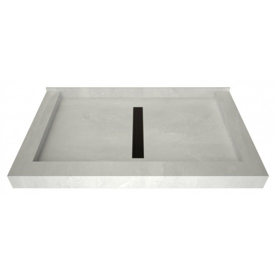 Redi Trench 36 x 48 Shower Pan Center Designer OB Linear Drain Triple Curb