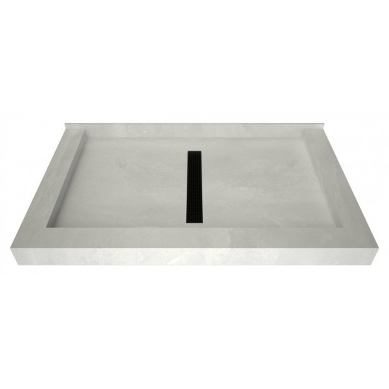 Redi Trench 36 x 48 Shower Pan Center Designer MB Linear Drain Triple Curb